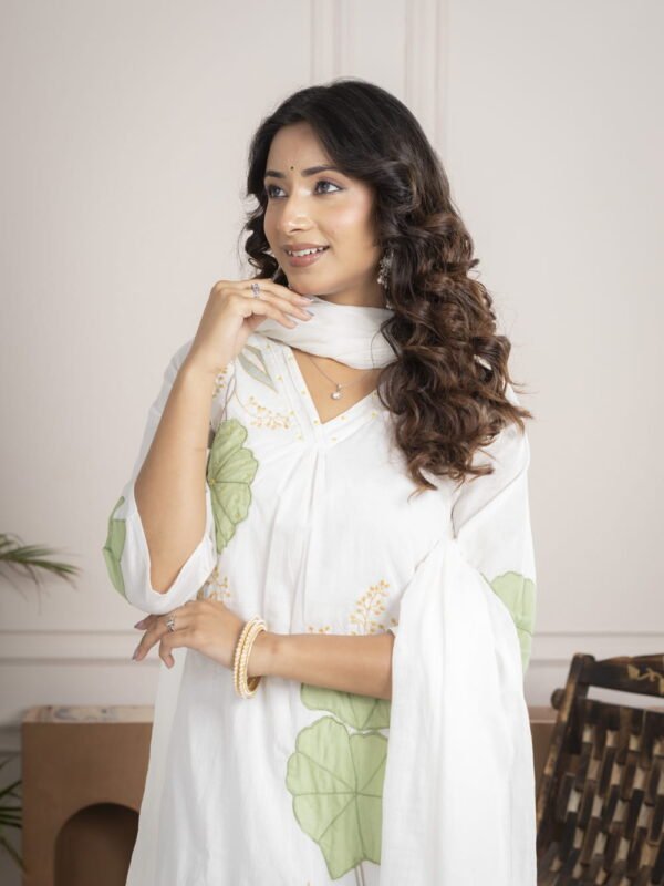 Noor White Hand-Embroidered Suit Set ethnic wear for women, festive ethnic wear, festive suit set, lightweight silk blend suit, silk blend suit set, silk kurta set, women’s silk suit Noor White Hand-Embroidered Suit Set ethnic wear for women, festive ethnic wear, festive suit set, lightweight silk blend suit, silk blend suit set, silk kurta set, women’s silk suit